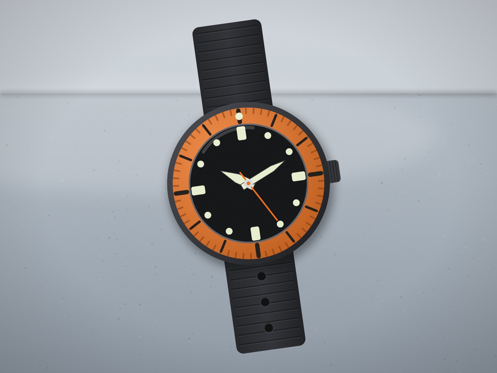 Black watch with an orange bezel